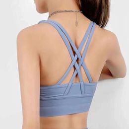 Lu Align Fitness Tanks Women Sports Athletic Bra Solid Color Cross Sexy Tights Tank Top Bra With Chest Pad Soft Gym Yoga Exercise Vest Lemon Sports 2024