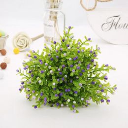 Decorative Flowers Home Deco Green Artificial Berry Plastic Room Decoration Aesthetic Wish French 1 Branches Simulation Milan Grass Vases