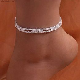 Anklets Huitan New Trend Crystal Cubic Zirconia Chain Womens Bracelet Anklet High Quality Silver Leg Accessories Fashion JewelryL2403