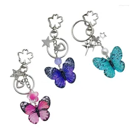 Keychains Y4QE Stylish Butterfly Beaded Phone Straps Chain Keychain Hangings Pendant Decoration