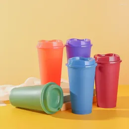 Tumblers Multicolor Portable Coffee Cup Plastic Discoloration Drink Ware