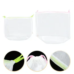 Laundry Bags 2 Pcs Fold Travel Bag Beach Mesh Cotton Rope Clothing Washing Pouch