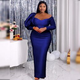 Casual Dresses Women's Dress 2024 Style Fall Large Banquet Design Sense Asymmetric Sexy Blue Vintage African Maxi
