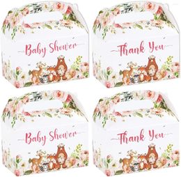 Gift Wrap Woodland Animal Candy Treat Boxes Baby Shower Decoration Girl's Goodie Pink Birthday Party Favor Supplies 12Pcs