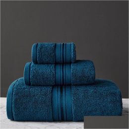 Towel New Egyptian Cotton Bath Sets Solid Colour Thicken Bathroom Towels Set Soft Comfortable Drop Delivery Home Garden Textiles Dhwzj