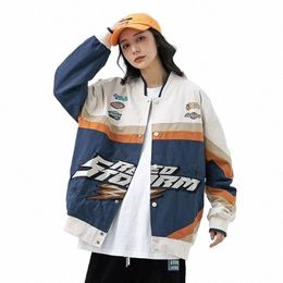 american Embroidered Baseball Uniform Jackets Men's Punk Racing Jacket Couple Motorcycle Toolingcoat Street Casual Coats Unisex 94bt#