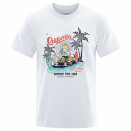 california Summer Time 1988 Prints Tshirt Men Women Casual Sweat Loose Tee Clothes Cott Comfortable Soft Oversized Men T-Shirt C0rq#