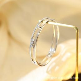 New Classic Designer bracelet V gold high version half full of diamonds double rose gold bracelet women's Japanese and Korean style fashion jewellery
