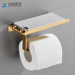 Toilet Paper Holders Gold Stainless Steel Wall Mounted Rolling Tissue Hanger For Phone Tray Storage WC Shelf Bath Accessories 240328