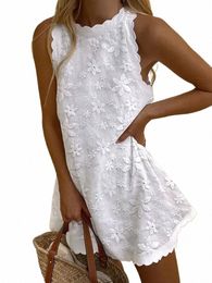 elegant Women's White Summer Sleevel Round Neck Loose Princ Dr Fi New Casual Loose Lolita Tank Top Dr Vestidos M2PW#