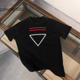 2024 High Edition Summer Fashion Brand Curved Geometry Embroidery Short Sleeved T-shirt for Mens American Loose Top
