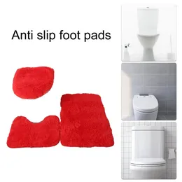 Bath Mats Anti-slip Bathroom Mat Set Super Soft Microfiber Rug With U-shaped Contour Toilet Lid Cover For Machine