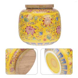 Storage Bottles 230 ML Ceramic Tea Boxes Gift Pot Flower Container Ceramics Canister Wooden Cover Sealed Coffee