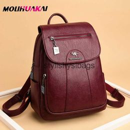 Backpack Style Shoulder Bags 2022 Women Leather Backpacks High Quality Female Vintage Backpack For Girls School Bag Travel Bagpack Ladies Sac A Dos Back Pack H240328