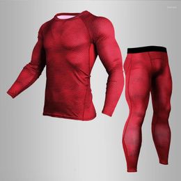Men's Thermal Underwear MMA 3D Printed Men Compression Long Sleeve T Shirt Mens Fitness Bodybuilding Skin Tight