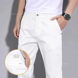 Men's Pants New White Fashion Casual Pants for Mens Brand Elastic Straight Comfortable and Soft Mens Clothing Business Work Pants J240328