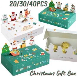 Gift Wrap 20/30/40PCS Christmas Kraft Paper Candy Box Cartoon Cookie 2024 Xmas Navidad Year