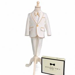 elegant Suit for Boy Kids England Style Shawl Lapel 2 Piece Blazer Pants Formal Casual Wedding Tuxedo Slim Boy Child Costume s9Cq#