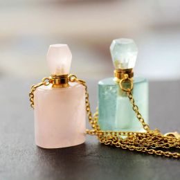 Necklaces Geometric Gems stone Essential Oil Diffuser Pendant Perfume Bottle Chain Necklace Classic Birthstone Heart Jewellery High End