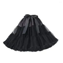 Skirts Women Skirt With Lining Elastic Waist Bowknot Lace-up Bustle Petticoat Mini Short School