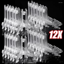 Kitchen Storage 1/12PCS Acrylic Easels Table Top Plate Holder Clear Plastic Dish Bowl Display Stand Rack Wedding Po Frame Decoration