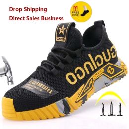 Boots New Breathable Lightweight Work Shoes Comfortable Soft Safety Shoes European Standard Safety Shoes Sport Safety SteelToed Shoes