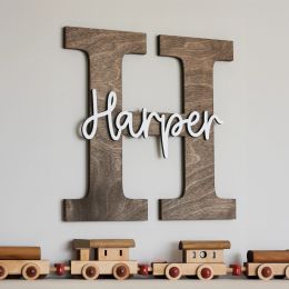 Miniatures Custom Wooden Wall Name Sign for Wall Decor Letter Capitalised Name Room Door House Name Sign Baby Wedding Birthday Gift Banquet