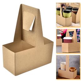 Cups Saucers 10 Pcs Milk Tea Paper Cup Holder Takeout Holders Coffee Drink Carrier Disposable