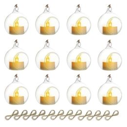 Holders 6/12pcs Glass Candle Holder Hanging Tealight 6/8cm Globes Terrarium Wedding Candle Candlestick Vase Home Bar Decor