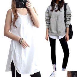 Work Dresses Fart Curtain Paired Sweatshirt Bottom Loose Fitting Vest With A Curved Open Cut And Exposed White Edge For Layering Drop Otjx8