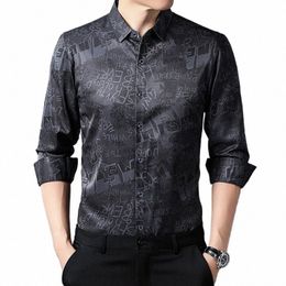 fi Men's Luxury Plaid Lg Sleeve Shirt Male Letter Print Dr Shirt Men Cloting a9SH#