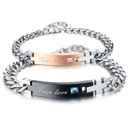 New Best-selling Jewellery Wholesale Aexquisite Zircon Couple Titanium Steel Bracelet Valentine's Day Gift Men's and Women's Fashion Bracelets for Parties 218