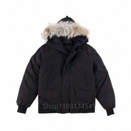 winter Mens Canadian CG Chilliwacks Parka Goose Down Jacket Warm Outerwear Coat Windproof Hood Real Coyote Fur Short N1qH#