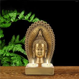 Candle Holders Buddha Statue Candlestick Holder Desktop Decor Tea Lights Decorative Resin Crafts