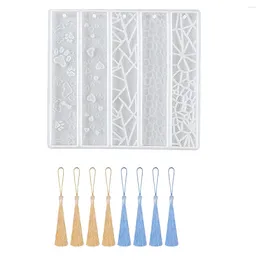 Baking Moulds Bookmark Resin Mould Silicone Epoxy Casting 8-Tassel DIY Making (5 Models)