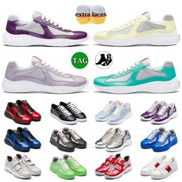 Fashion Loafers Casual Shoes Sneakers Fabric Prad Prads Praaddas America Cup Mesh Cloth Mesh Stitching Lace-up Love Sports Advanced Sense Genuine Leather Trainers