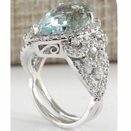 Wedding Rings Deluxe Fashion Sea Blue Diamond Female Engagement Ring Size 6-11Wedding2150