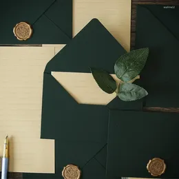 Gift Wrap 20pcs/lot Supplies Message Blackish Invitations Giftbox Envelope 250g Small Business Wedding Paper Postcard Green Packaging
