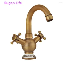 Bathroom Sink Faucets Antique Brass Faucet Basin Mixer Tap Swan Neck F175