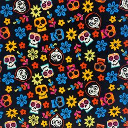 Fabric Fashion Black Bottom Colorful skull flower 100%Cotton Fabric Cool Skull Printed Sewing Material Diy Home Cloth Dress Clothing