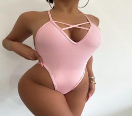 Women039s Swimwear Micro Swimsuit Thong Bikini One Piece Women String Cross Monokini Bandage Bathing Suit Sexy High Cut Swimwea2019927