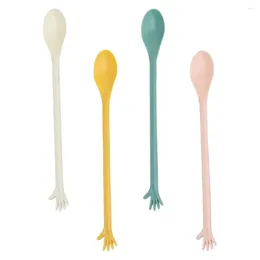 Spoons 4 Pcs Silicone Stirring Rod Coffee Scoops Plastic Creative Lovely Dessert Home Tableware Household Flatware