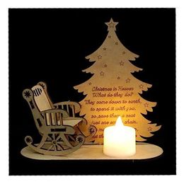 Candle Holders Light Table Candles Wood Rocking Chair Tablescape Decor Christmas Blocks