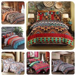 Bomcom Boho Stripe bedding set Ethnic Vintage Hipster Aztec Pastoral Country Style Bohemian Duvet Cover set 100% microfiber T20010267f