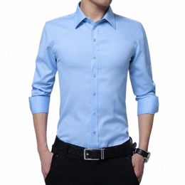men Shirts Lg Sleeve Slim Fit No-Ir Shirts Autumn Luxury Busin Formal Dr Shirts Brand Men Clothes Male Shirt M-5XL 29NF#