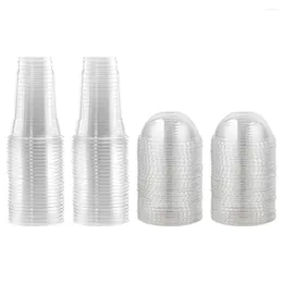 Disposable Cups Straws 50 Pcs Clear Plastic Pitcher Juice Drinks Transparent Pp Multi-function Travel Glasses With Lid