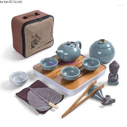 Teaware Sets Chinese Travel Tea Set Ceramic Portable Teacup Porcelain Service Gaiwan Outdoor Dry Tray