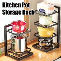 Racks Kitchen Sink Shelf Pot Rack Under Cabinet Storage Organizer MultiLayer Frying Pan Rice Cooker Holder Home Kitchen Supplies