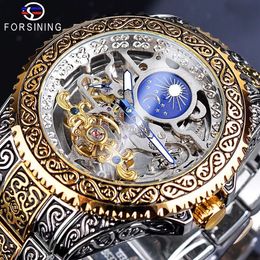 Fusini Forsing Style Men's Fashion Hollow Carved Case Automatic Mechanical Watch