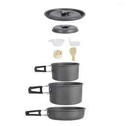 Cookware Sets Portable Outdoor Pots Pans Camping Set Picnic Cooking Non-stick Tableware With Bowls Spoon Aluminum Alloy Cookset